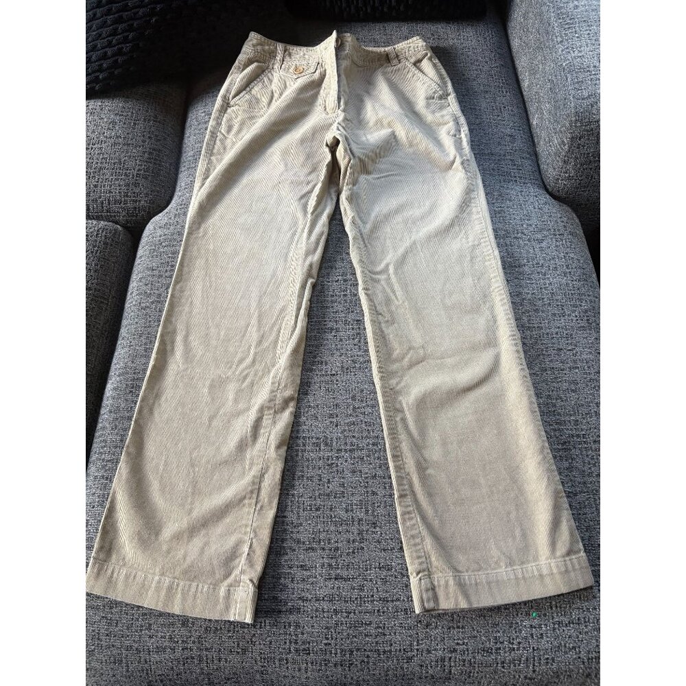 Talbots Beige Corduroy Stretch Pants With Button Pockets & Belt Loops PM